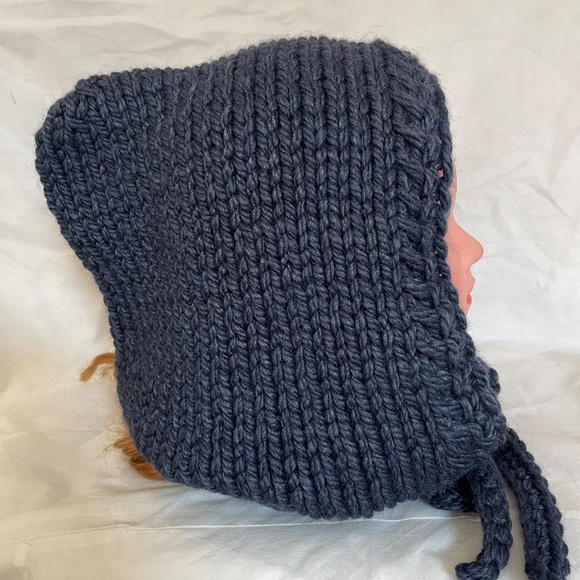 Hood Hat Women Beanie Hand Knit Wool Blue Winter Snood Beret Gift NEW